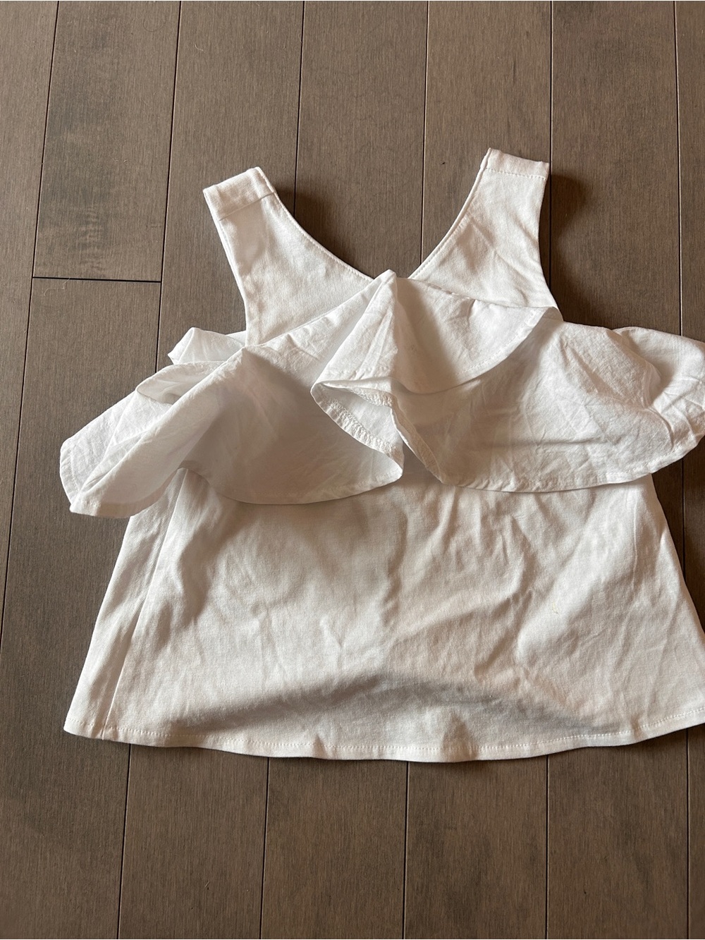 Zara White Ruffle Front Tank Top - Picture 2 of 3